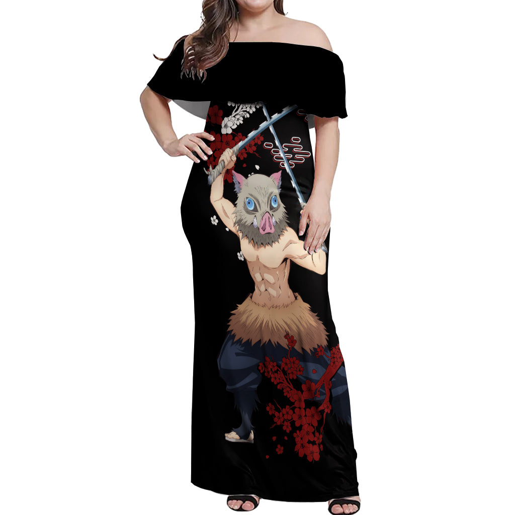 Inosuke Hashibira Off Shoulder Maxi Dress