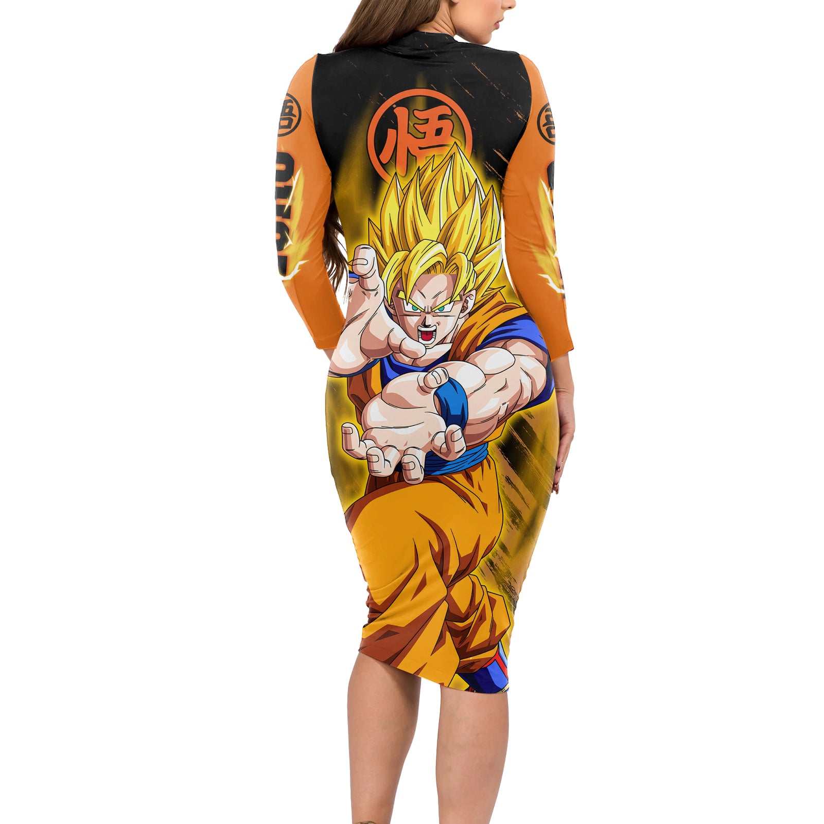 Goku Super Saiyan - Dragon Ball Long Sleeve Bodycon Dress