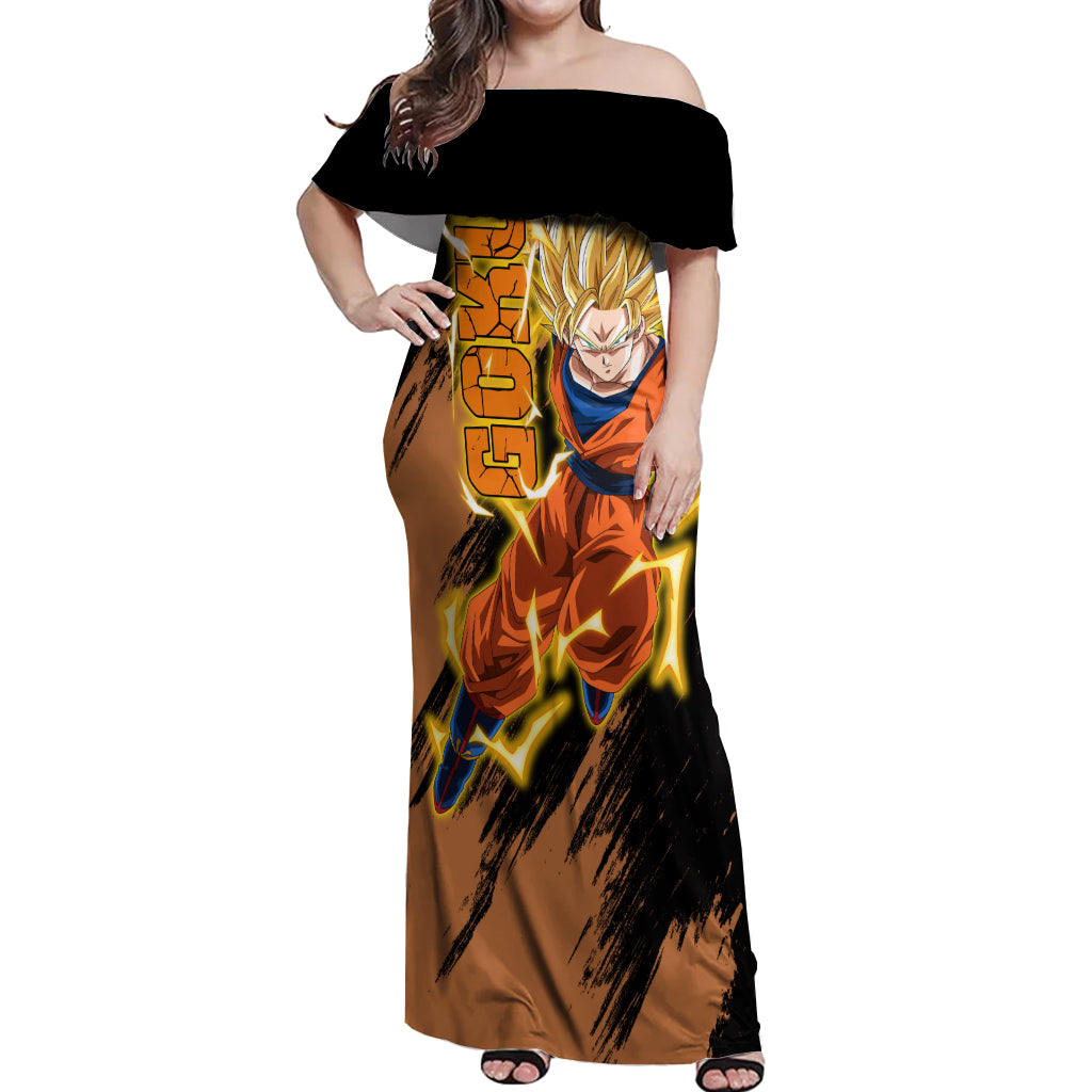Goku Super Saiyan - Dragon Ball Off Shoulder Maxi Dress