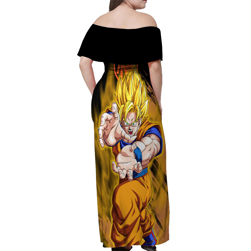 Goku Super Saiyan - Dragon Ball Off Shoulder Maxi Dress