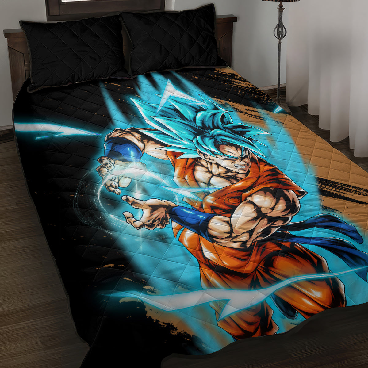 Goku Blue Anime - Dragon Ball Quilt Bed Set