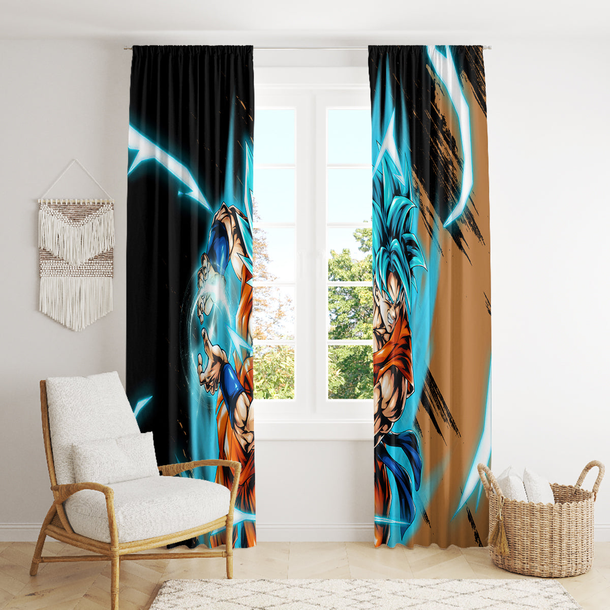 Goku Blue Anime - Dragon Ball Window Curtain