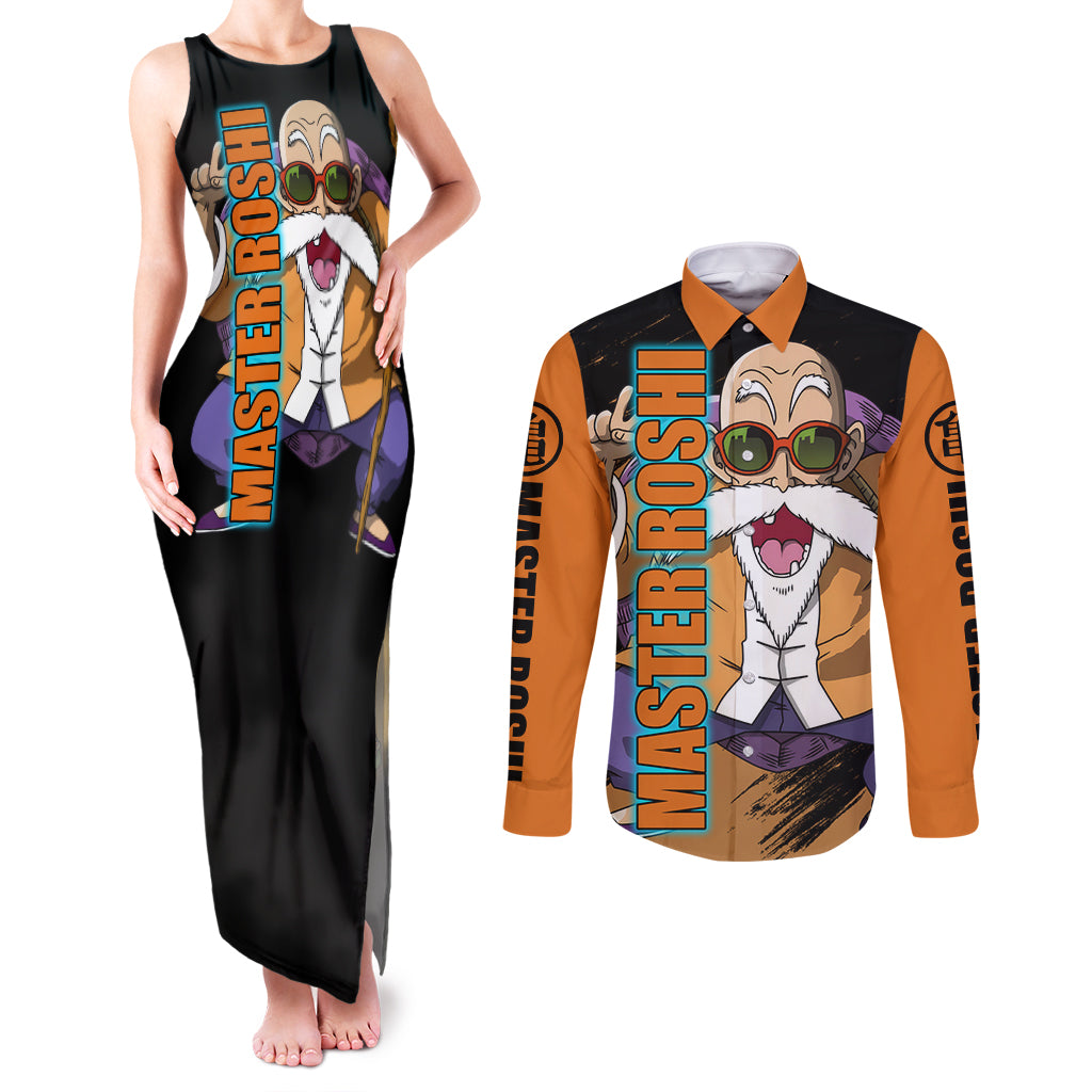 Master Roshi - Dragon Ball Couples Matching Tank Maxi Dress and Long Sleeve Button Shirt