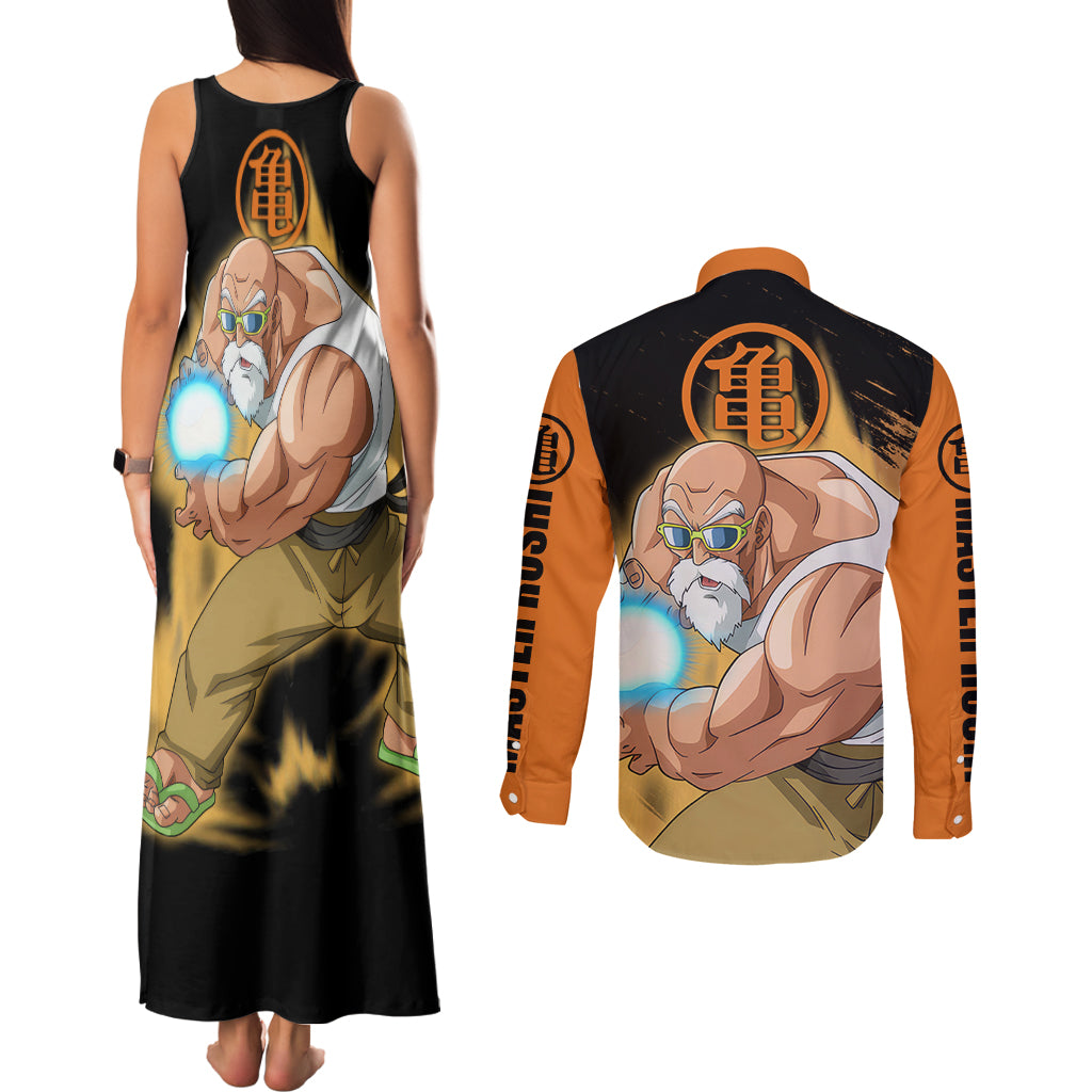 Master Roshi - Dragon Ball Couples Matching Tank Maxi Dress and Long Sleeve Button Shirt