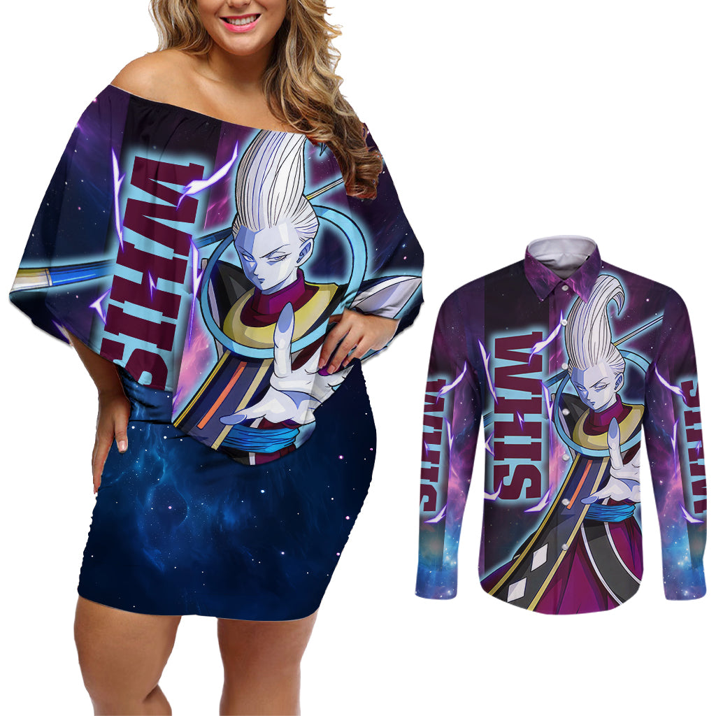 Whis - Dragon Ball Couples Matching Off Shoulder Short Dress and Long Sleeve Button Shirt
