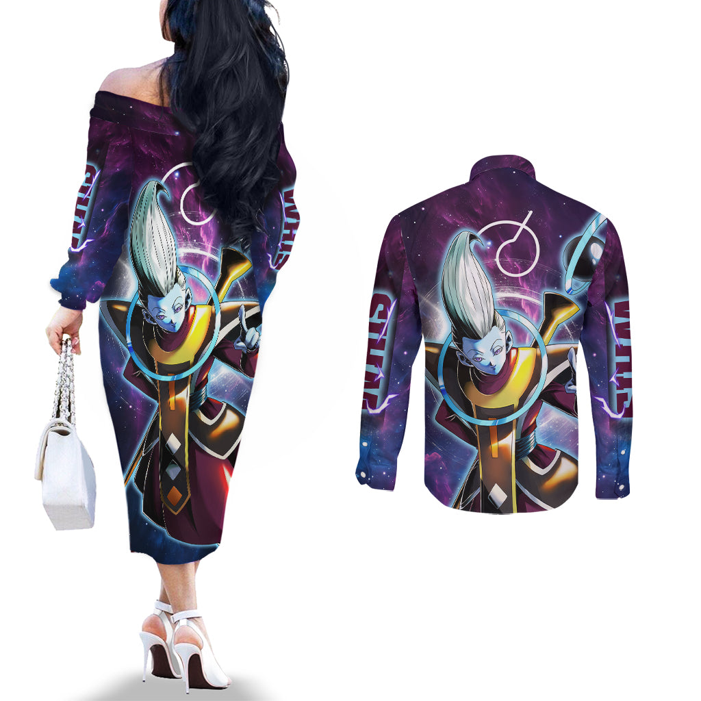 Whis - Dragon Ball Couples Matching Off The Shoulder Long Sleeve Dress and Long Sleeve Button Shirt