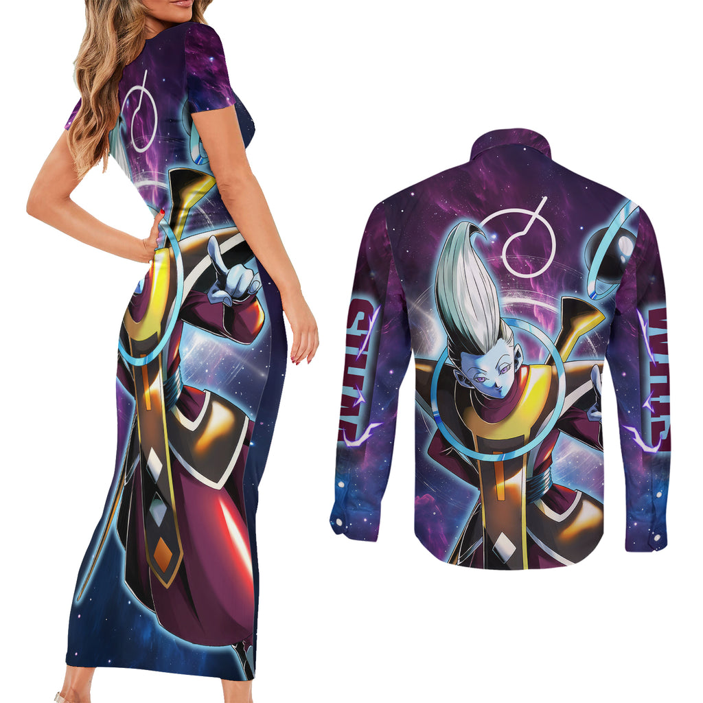 Whis - Dragon Ball Couples Matching Short Sleeve Bodycon Dress and Long Sleeve Button Shirt