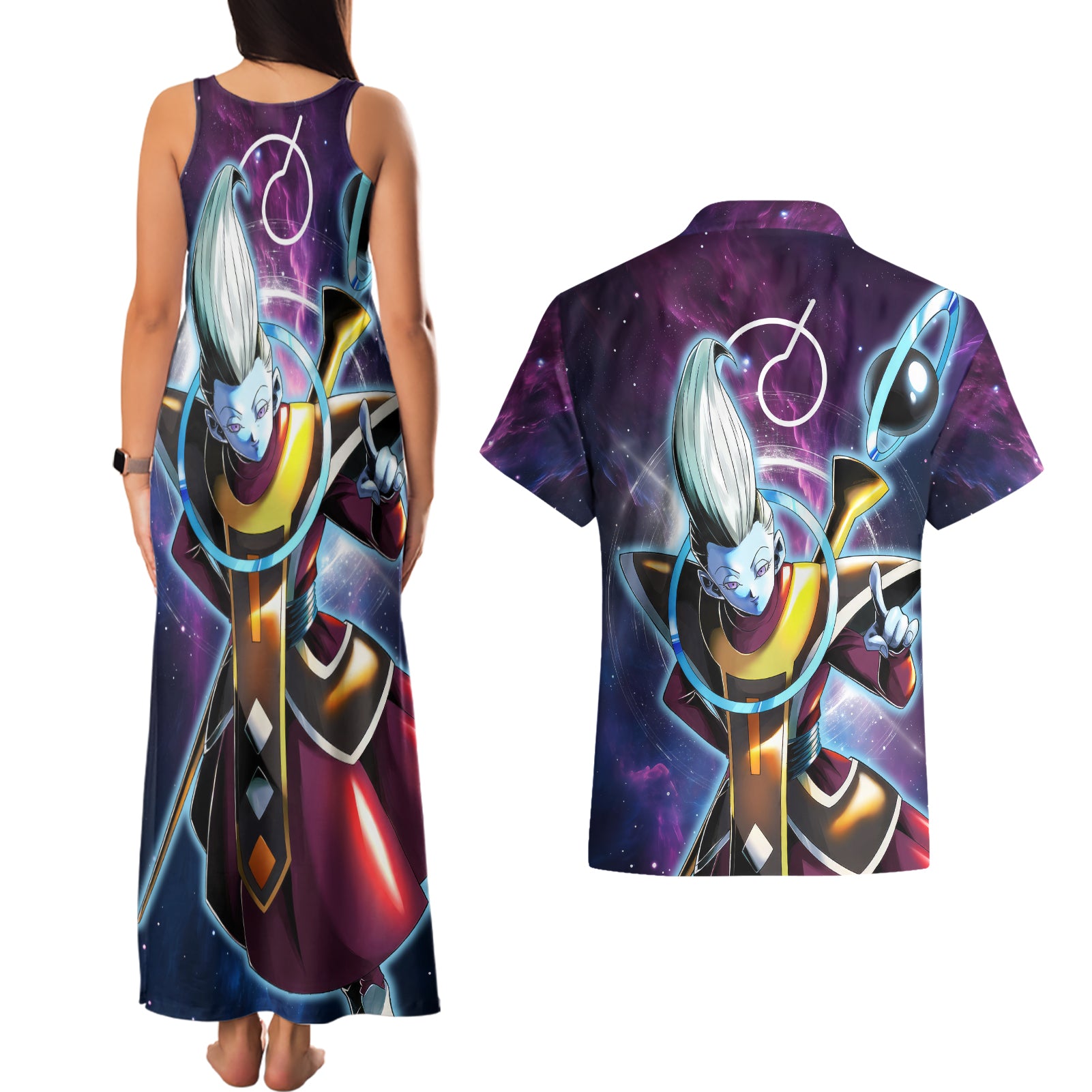 Whis - Dragon Ball Couples Matching Tank Maxi Dress and Hawaiian Shirt