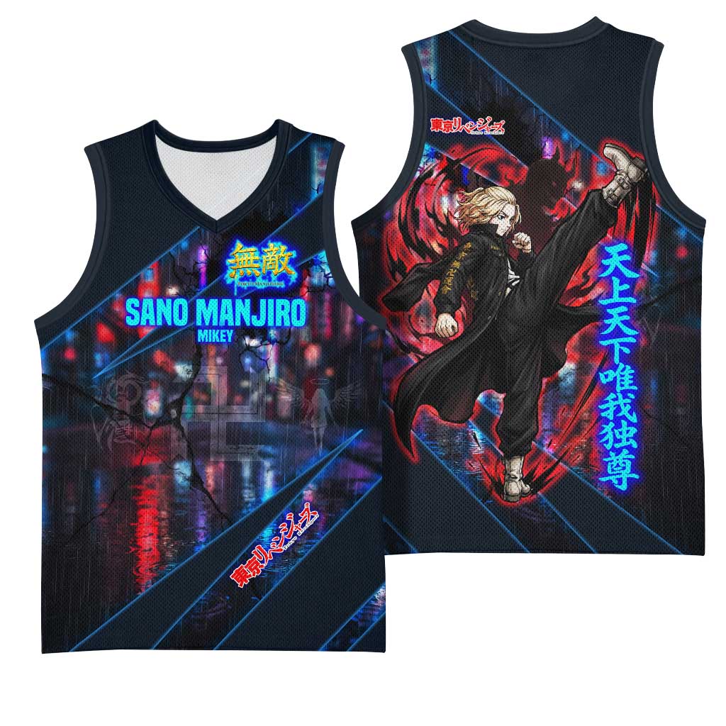 Sano Manjiro Mikey Basketball Jersey Neon Tokyo Gang Aesthetic Style