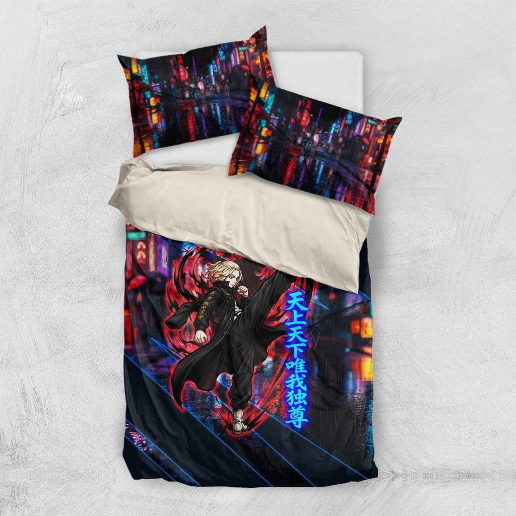 Sano Manjiro Mikey Bedding Set Neon Tokyo Gang Aesthetic Style
