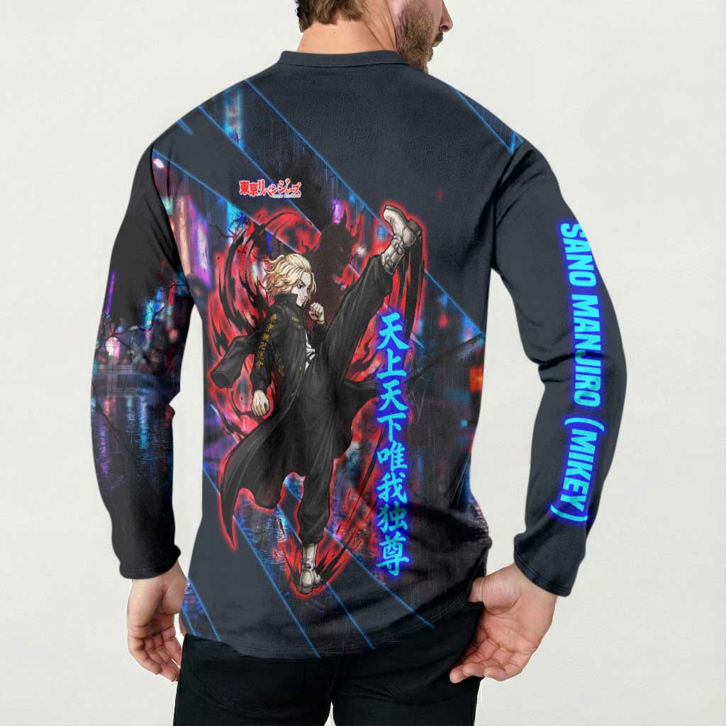 Sano Manjiro Mikey Button Sweatshirt Neon Tokyo Gang Aesthetic Style