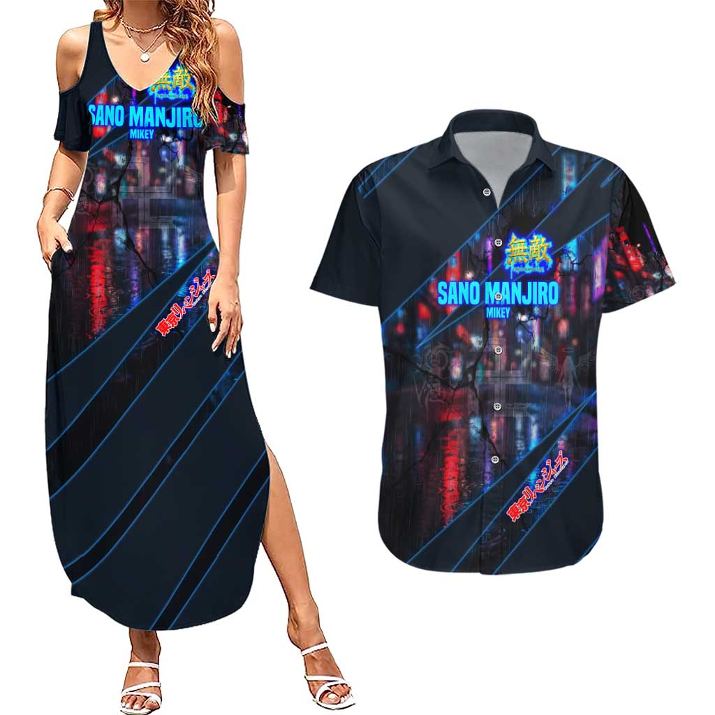 Sano Manjiro Mikey Couples Matching Summer Maxi Dress and Hawaiian Shirt Neon Tokyo Gang Aesthetic Style