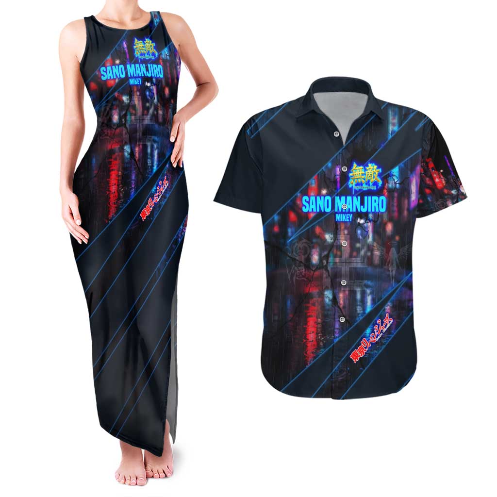 Sano Manjiro Mikey Couples Matching Tank Maxi Dress and Hawaiian Shirt Neon Tokyo Gang Aesthetic Style