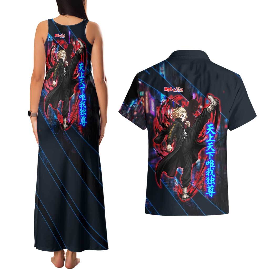 Sano Manjiro Mikey Couples Matching Tank Maxi Dress and Hawaiian Shirt Neon Tokyo Gang Aesthetic Style