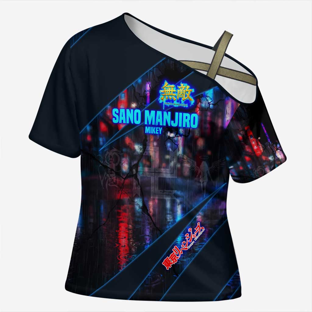 Sano Manjiro Mikey Cross Shoulder Shirt Neon Tokyo Gang Aesthetic Style
