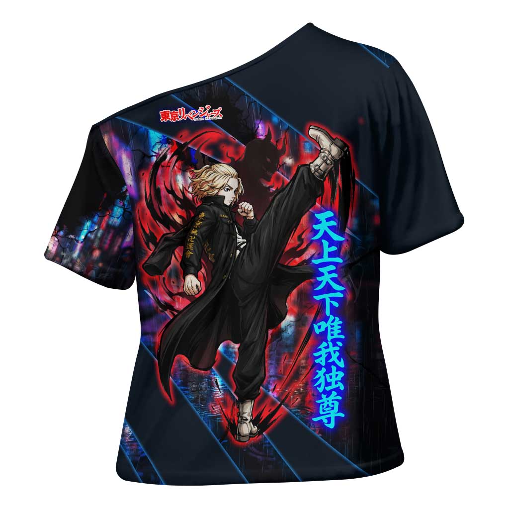 Sano Manjiro Mikey Cross Shoulder Shirt Neon Tokyo Gang Aesthetic Style