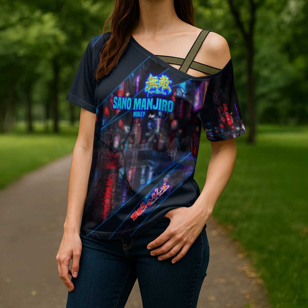Sano Manjiro Mikey Cross Shoulder Shirt Neon Tokyo Gang Aesthetic Style