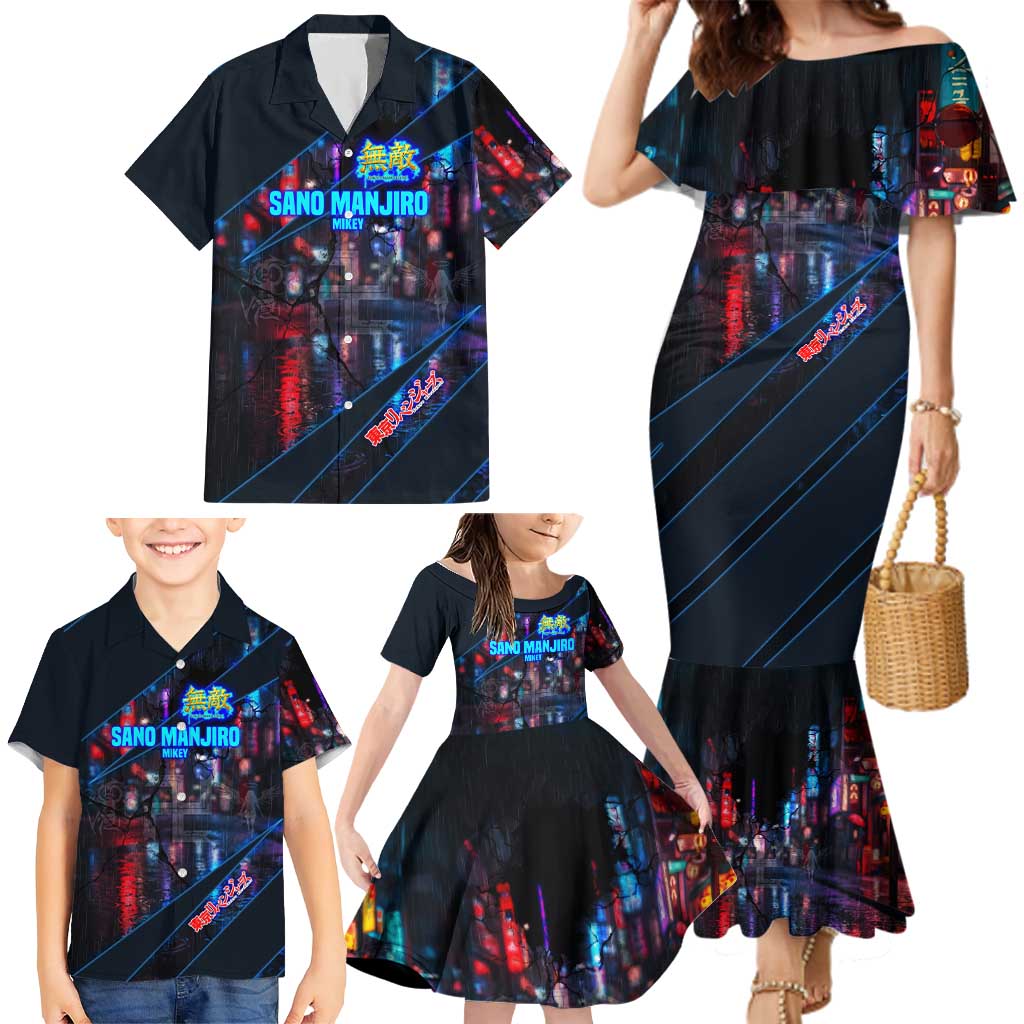 Sano Manjiro Mikey Family Matching Mermaid Dress and Hawaiian Shirt Neon Tokyo Gang Aesthetic Style