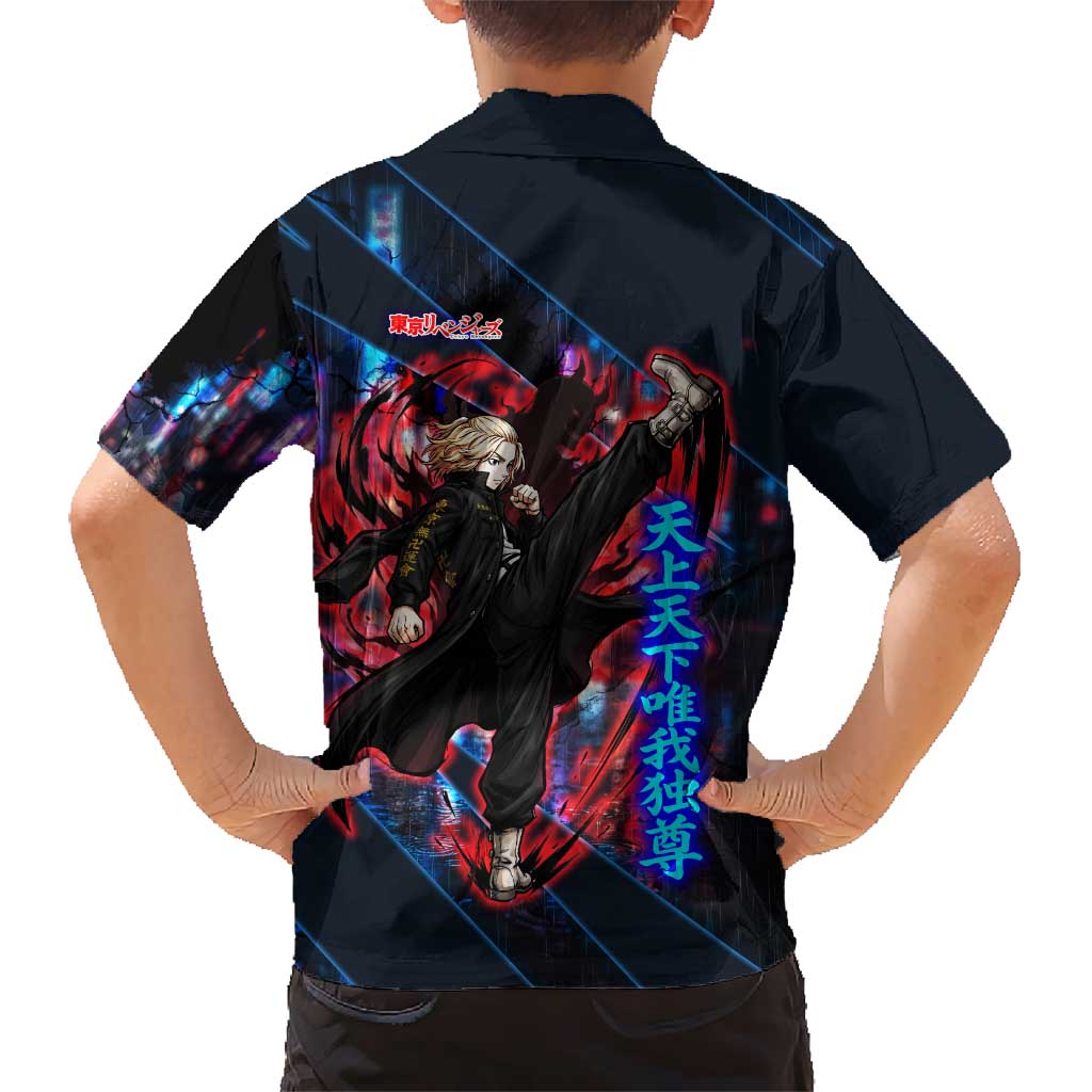 Sano Manjiro Mikey Family Matching Puletasi and Hawaiian Shirt Neon Tokyo Gang Aesthetic Style