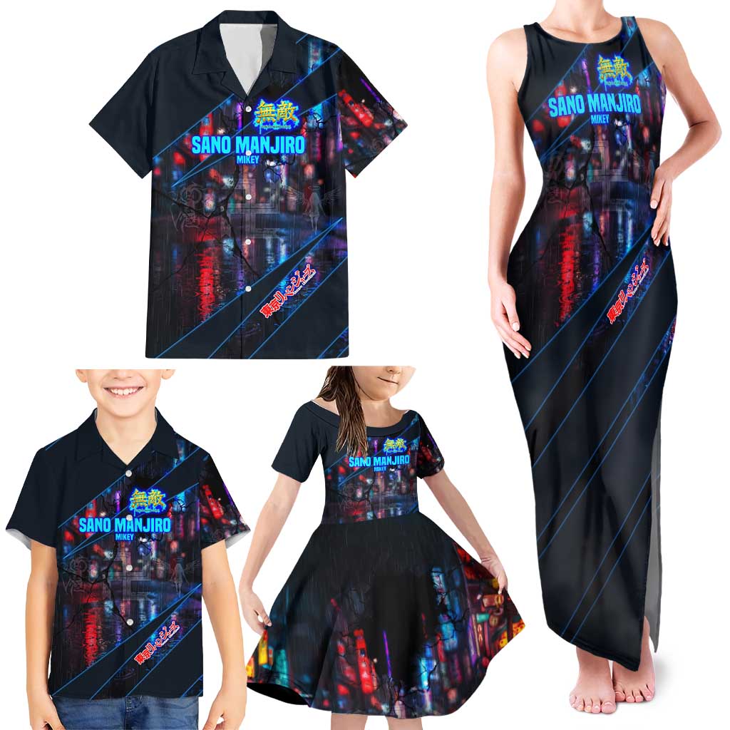Sano Manjiro Mikey Family Matching Tank Maxi Dress and Hawaiian Shirt Neon Tokyo Gang Aesthetic Style