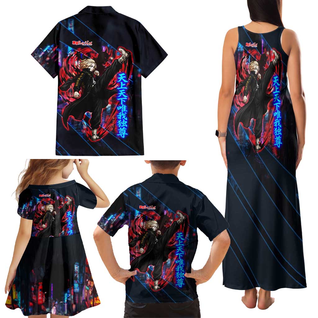 Sano Manjiro Mikey Family Matching Tank Maxi Dress and Hawaiian Shirt Neon Tokyo Gang Aesthetic Style
