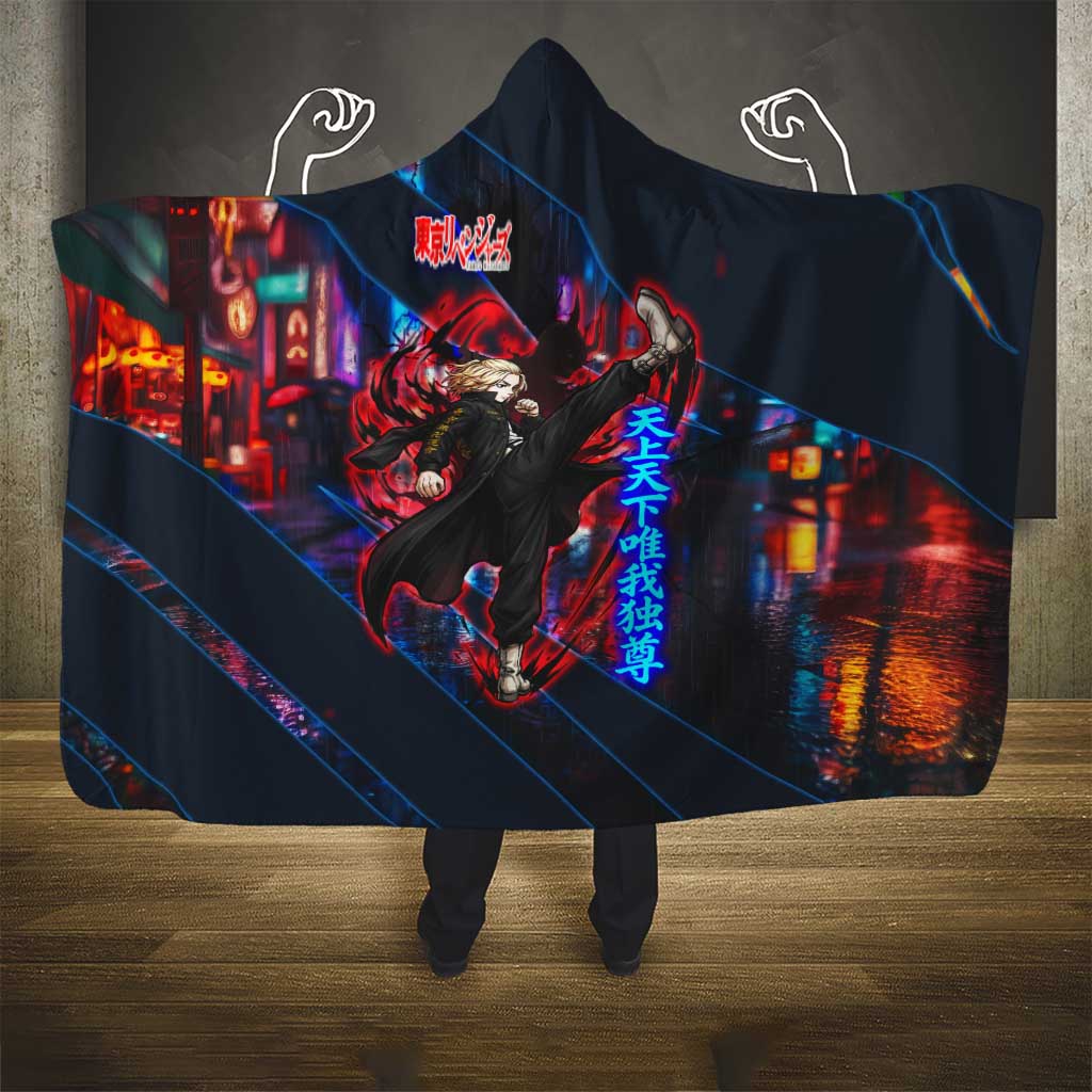 Sano Manjiro Mikey Hooded Blanket Neon Tokyo Gang Aesthetic Style