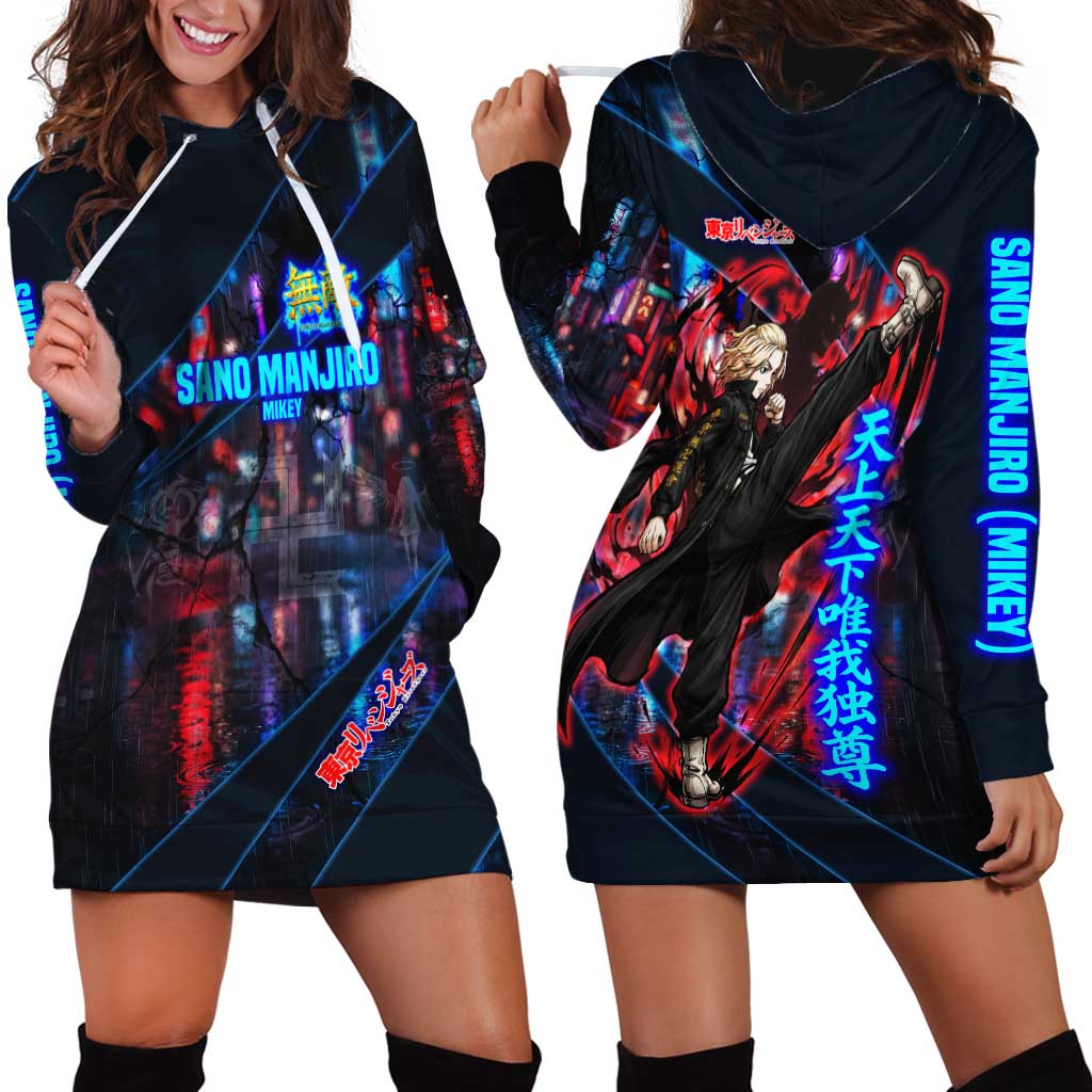 Sano Manjiro Mikey Hoodie Dress Neon Tokyo Gang Aesthetic Style