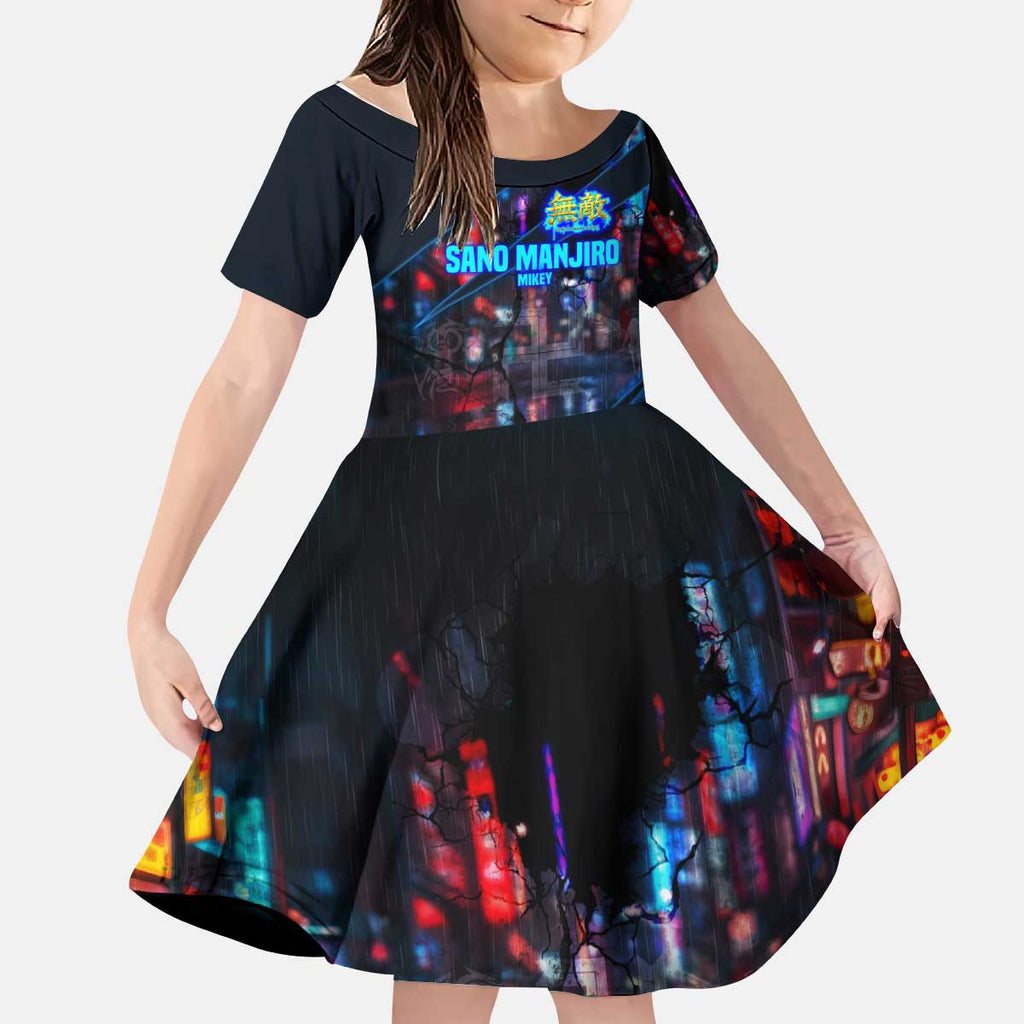 Sano Manjiro Mikey Kid Short Sleeve Dress Neon Tokyo Gang Aesthetic Style