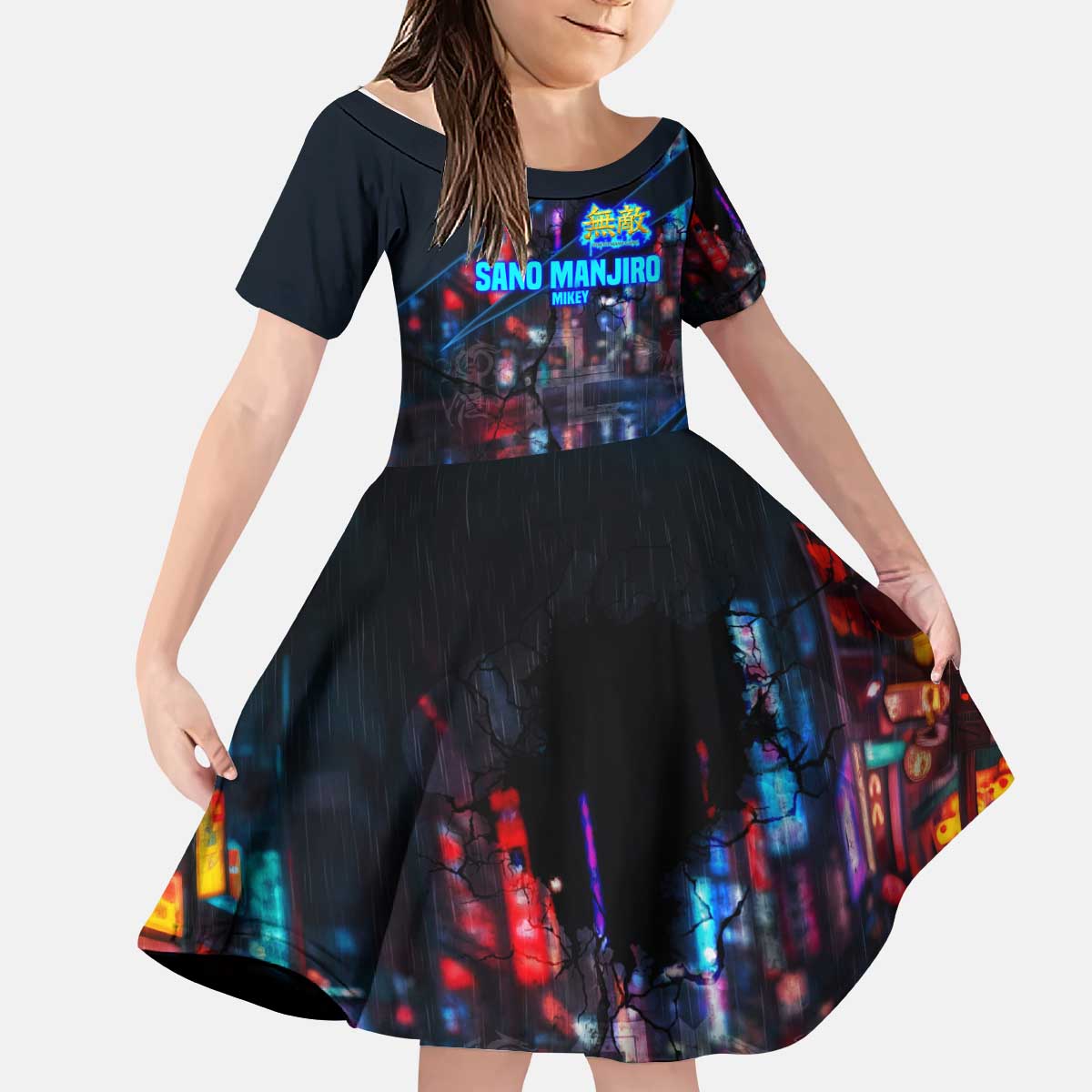 Sano Manjiro Mikey Kid Short Sleeve Dress Neon Tokyo Gang Aesthetic Style