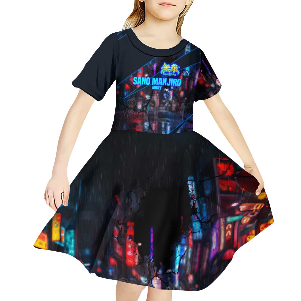 Sano Manjiro Mikey Kid Short Sleeve Dress Neon Tokyo Gang Aesthetic Style