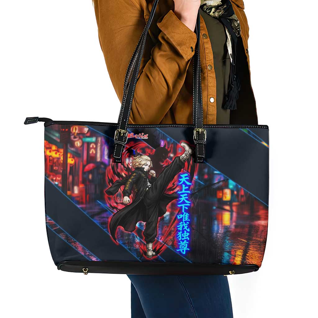 Sano Manjiro Mikey Leather Tote Bag Neon Tokyo Gang Aesthetic Style
