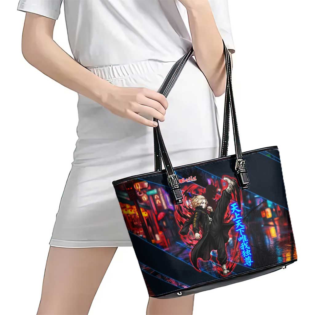 Sano Manjiro Mikey Leather Tote Bag Neon Tokyo Gang Aesthetic Style