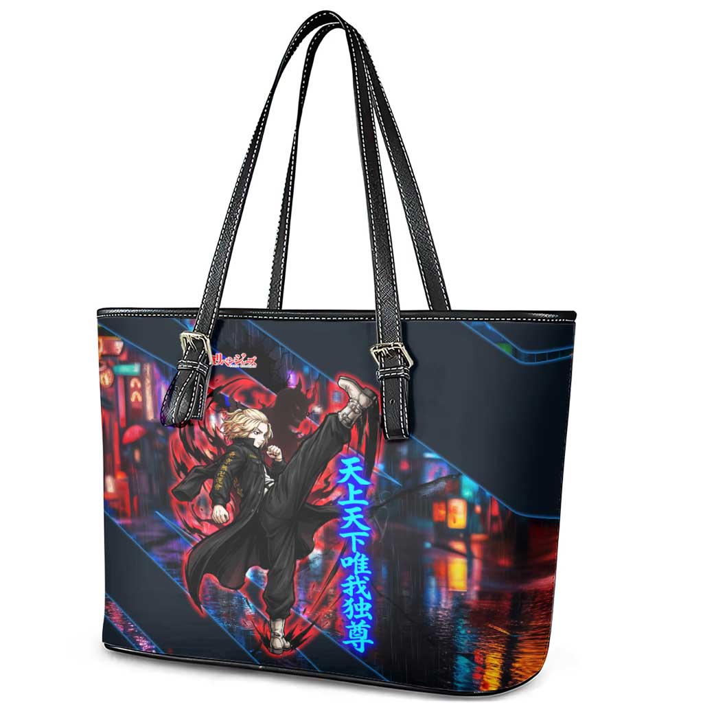 Sano Manjiro Mikey Leather Tote Bag Neon Tokyo Gang Aesthetic Style