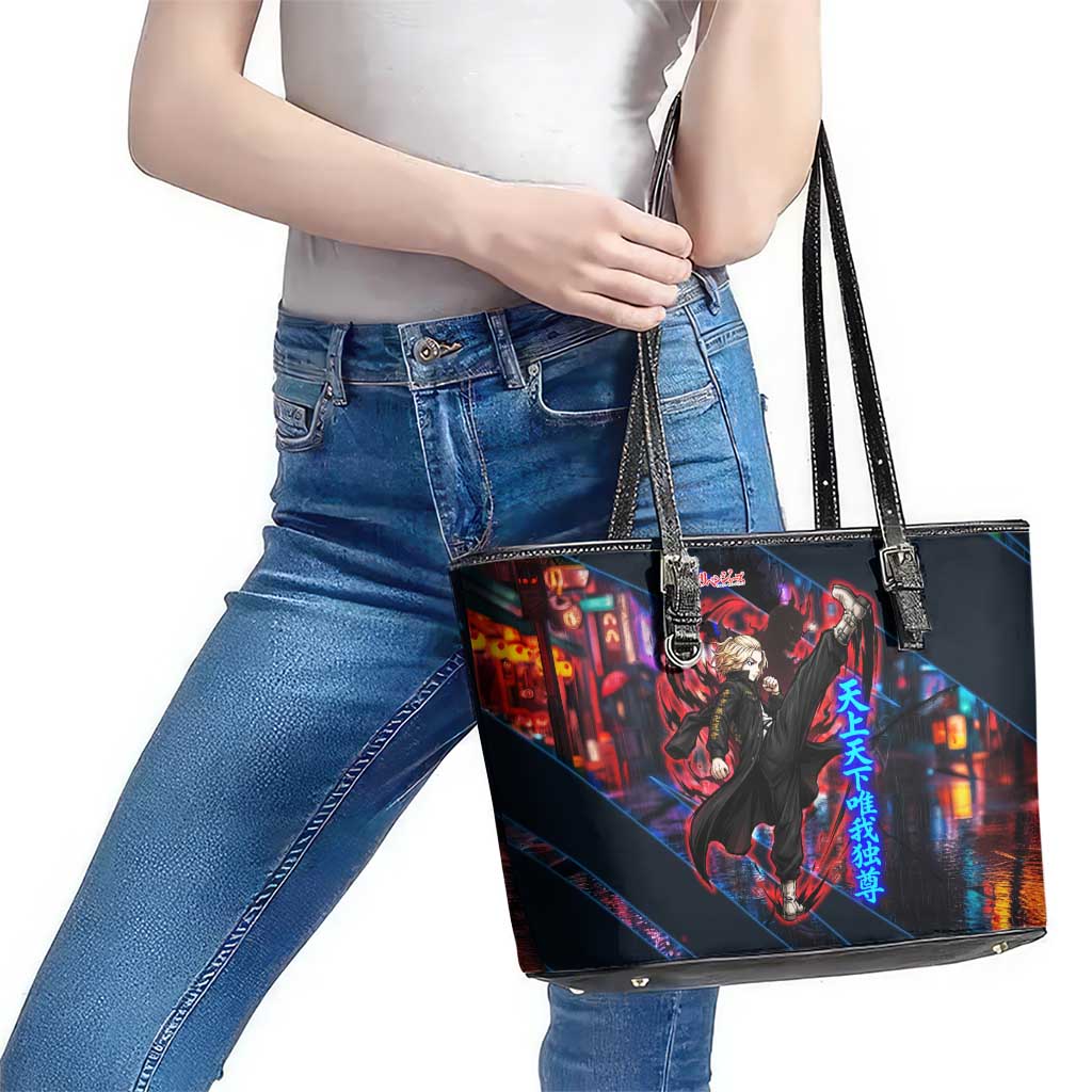 Sano Manjiro Mikey Leather Tote Bag Neon Tokyo Gang Aesthetic Style