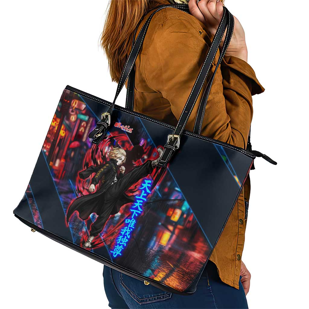 Sano Manjiro Mikey Leather Tote Bag Neon Tokyo Gang Aesthetic Style