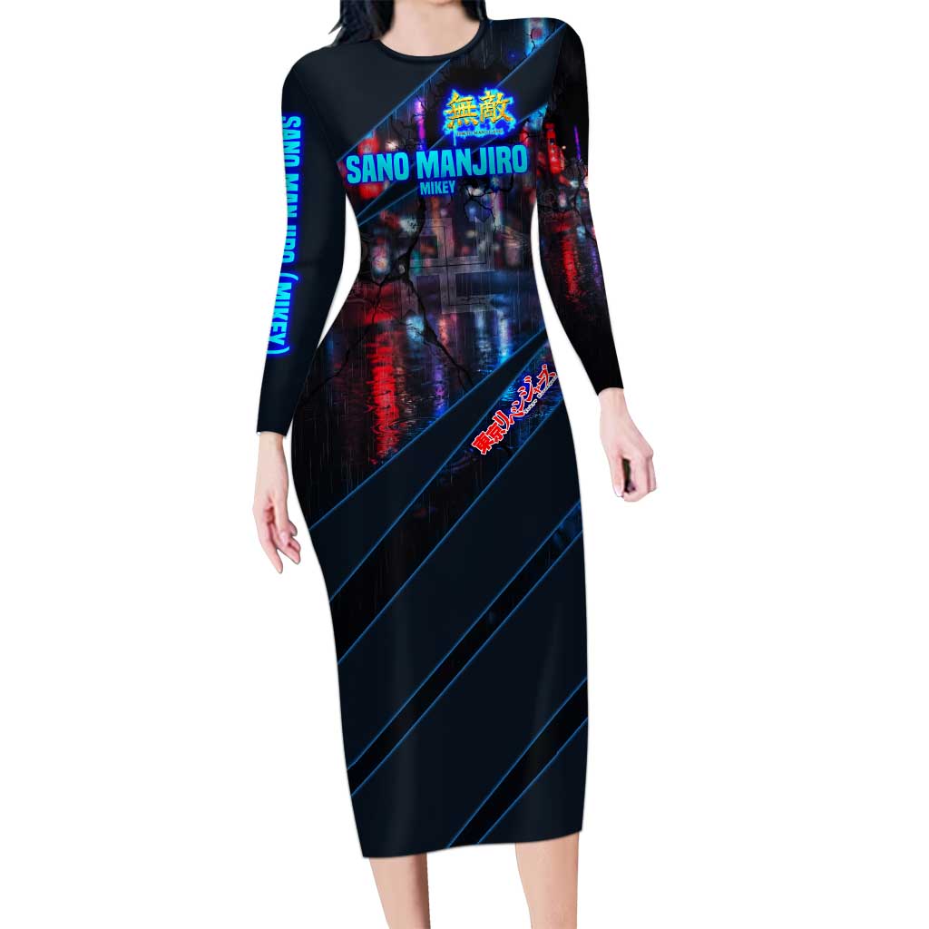 Sano Manjiro Mikey Long Sleeve Bodycon Dress Neon Tokyo Gang Aesthetic Style