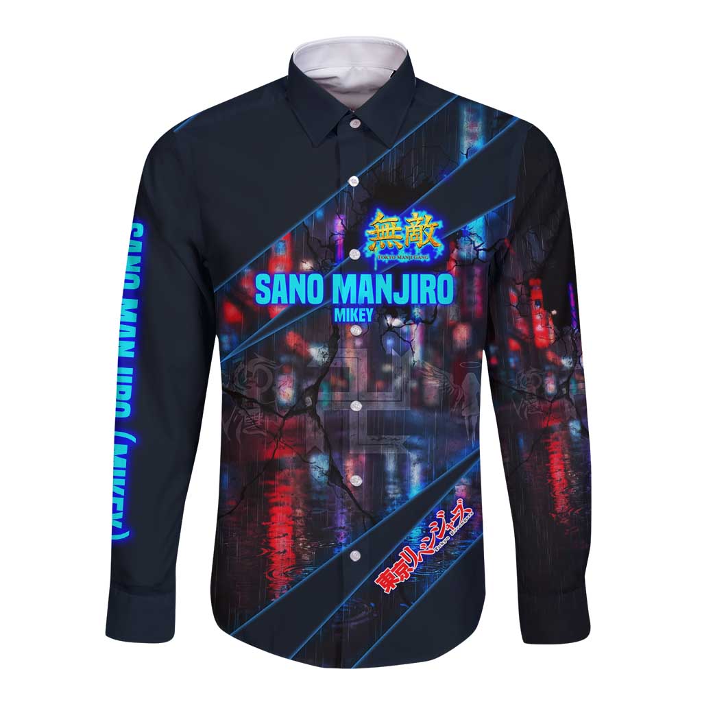 Sano Manjiro Mikey Long Sleeve Button Shirt Neon Tokyo Gang Aesthetic Style
