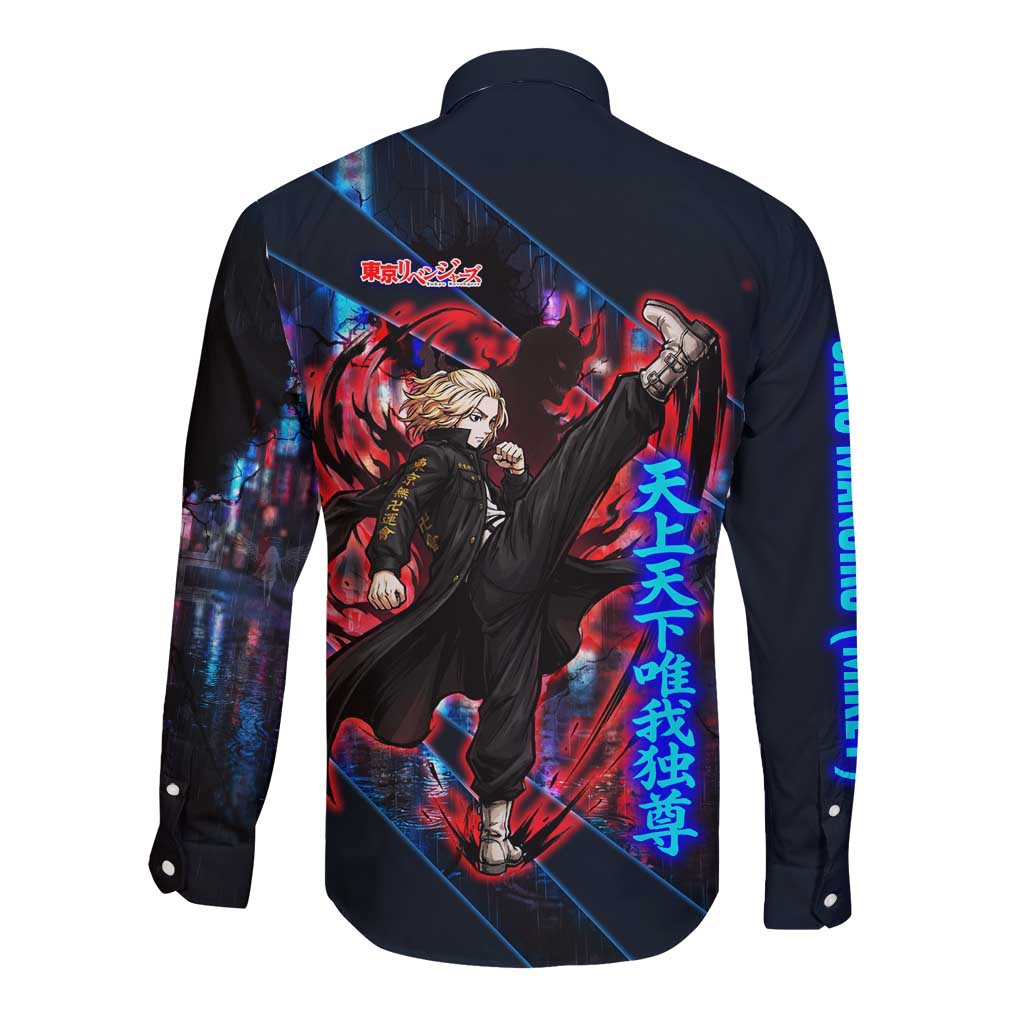 Sano Manjiro Mikey Long Sleeve Button Shirt Neon Tokyo Gang Aesthetic Style