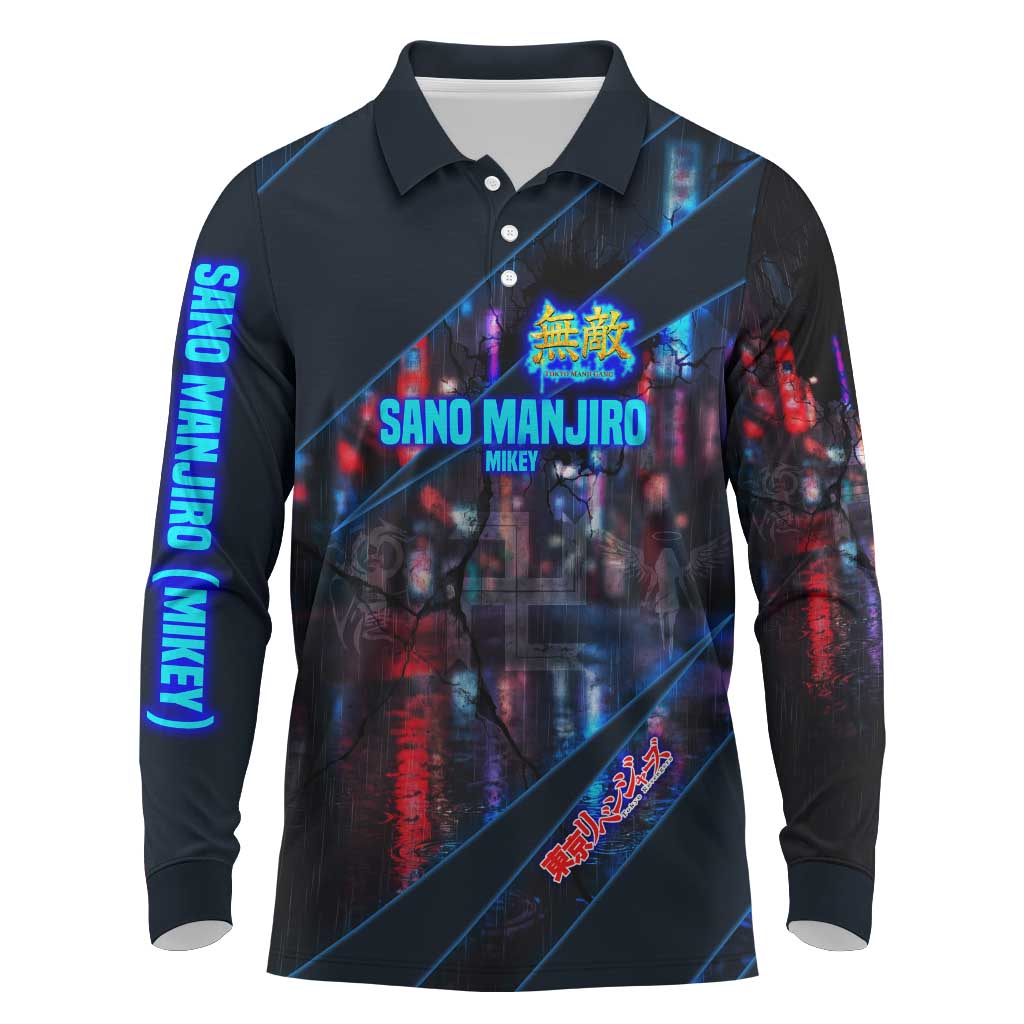 Sano Manjiro Mikey Long Sleeve Polo Shirt Neon Tokyo Gang Aesthetic Style