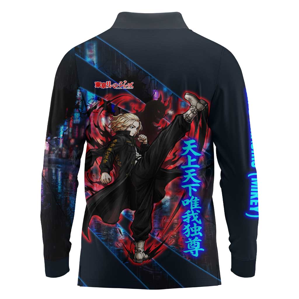 Sano Manjiro Mikey Long Sleeve Polo Shirt Neon Tokyo Gang Aesthetic Style