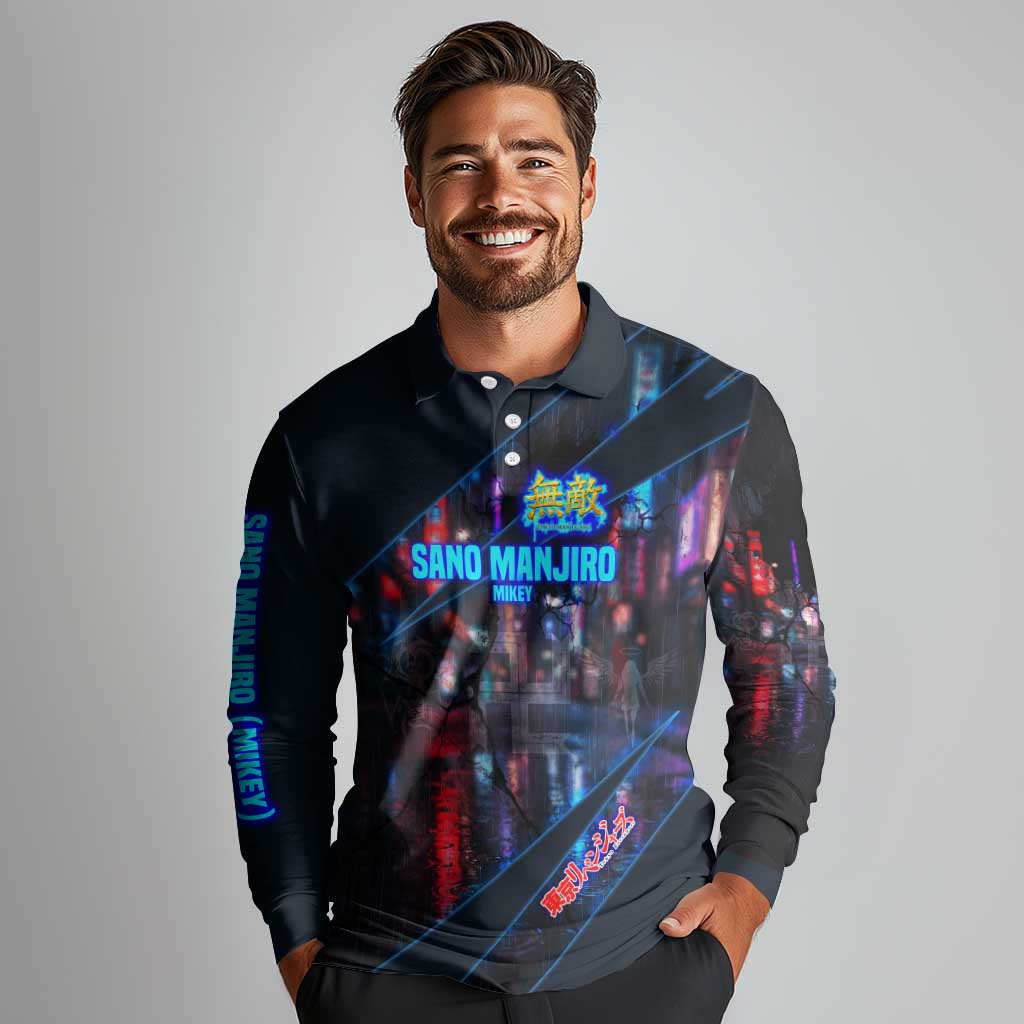 Sano Manjiro Mikey Long Sleeve Polo Shirt Neon Tokyo Gang Aesthetic Style