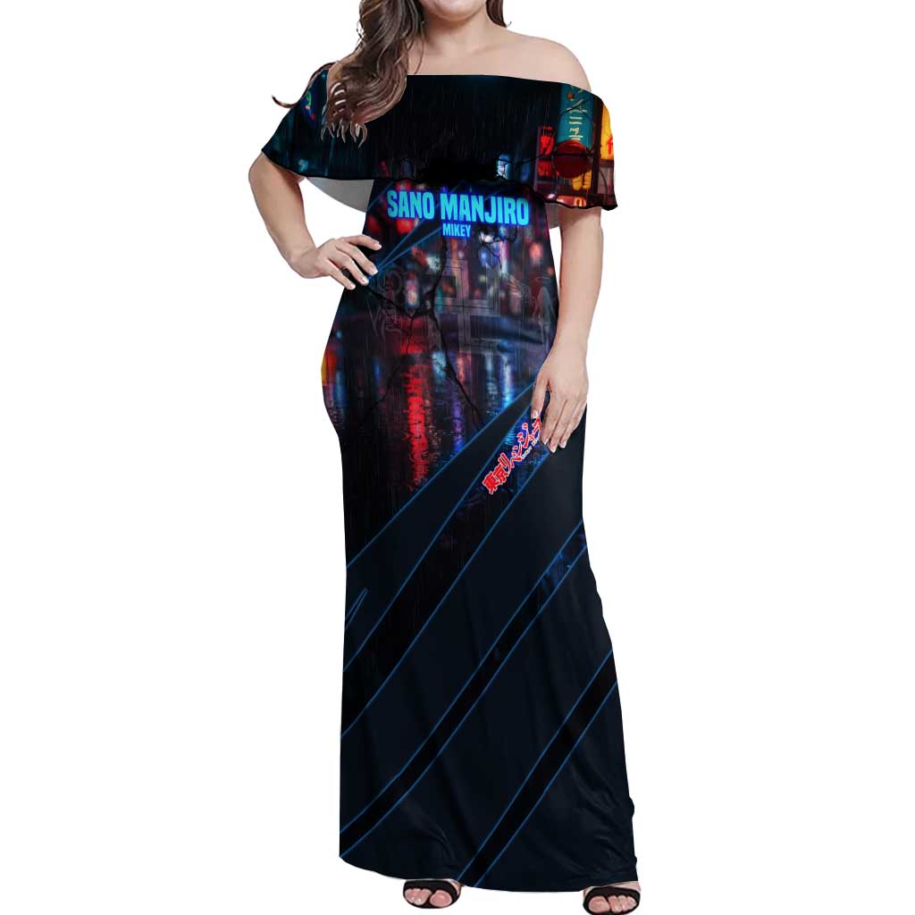 Sano Manjiro Mikey Off Shoulder Maxi Dress Neon Tokyo Gang Aesthetic Style
