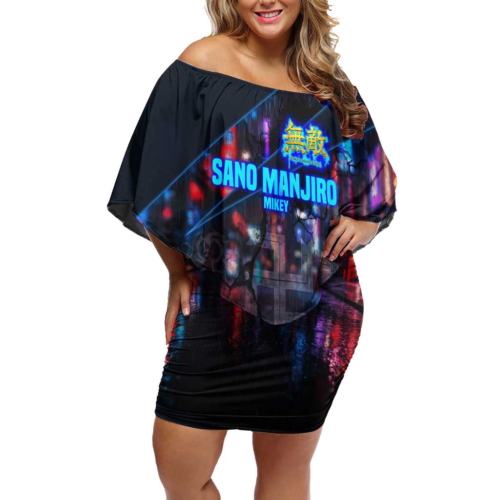 Sano Manjiro Mikey Off Shoulder Short Dress Neon Tokyo Gang Aesthetic Style