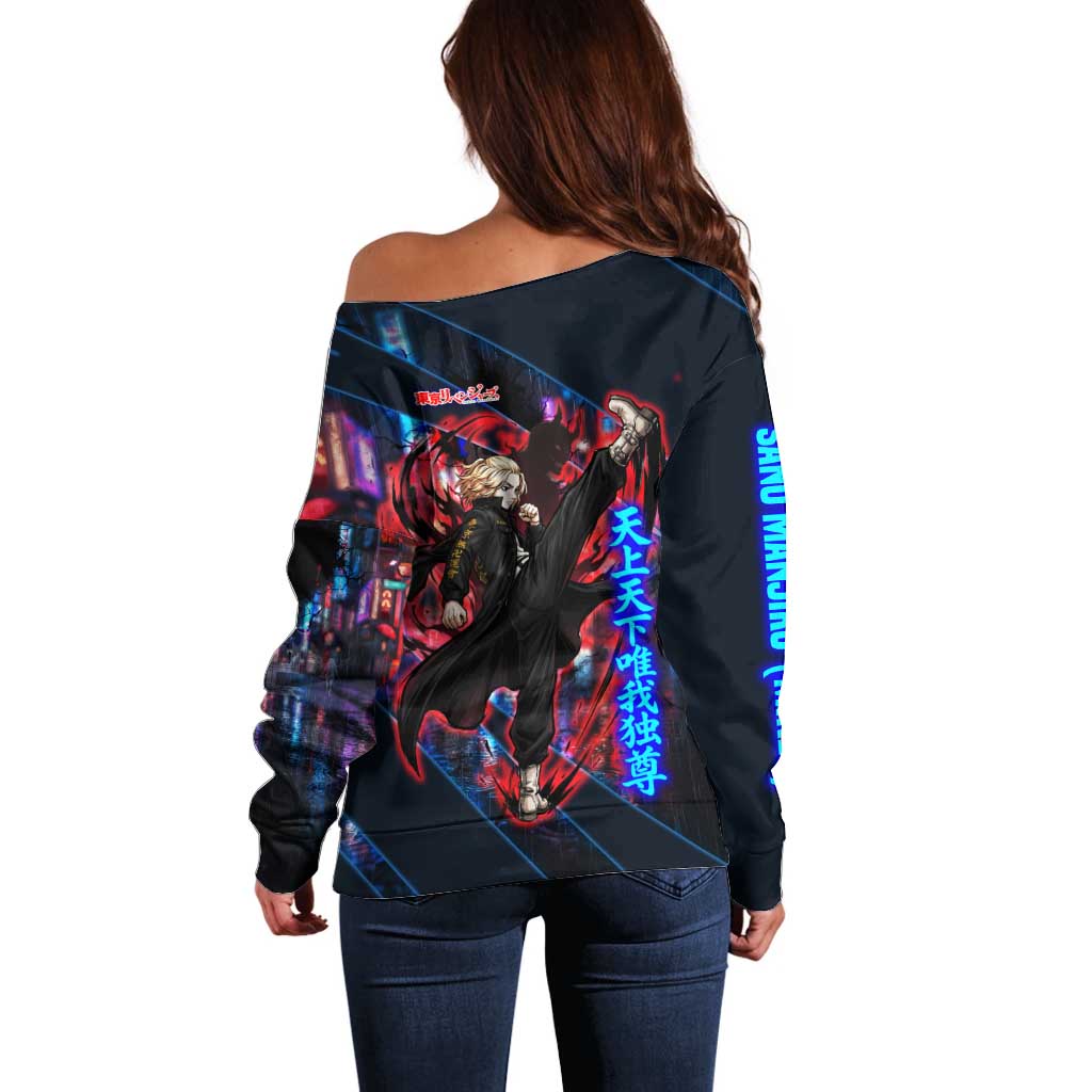 Sano Manjiro Mikey Off Shoulder Sweater Neon Tokyo Gang Aesthetic Style