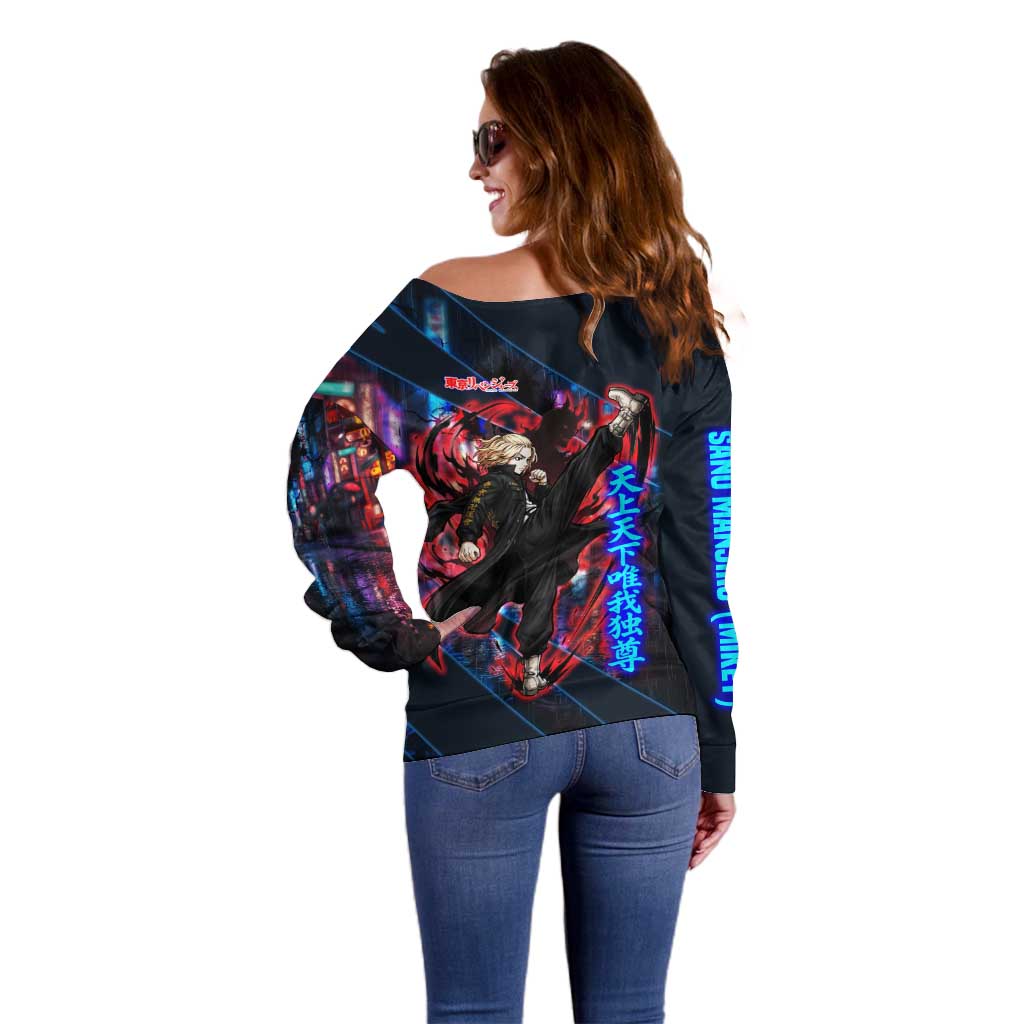 Sano Manjiro Mikey Off Shoulder Sweater Neon Tokyo Gang Aesthetic Style