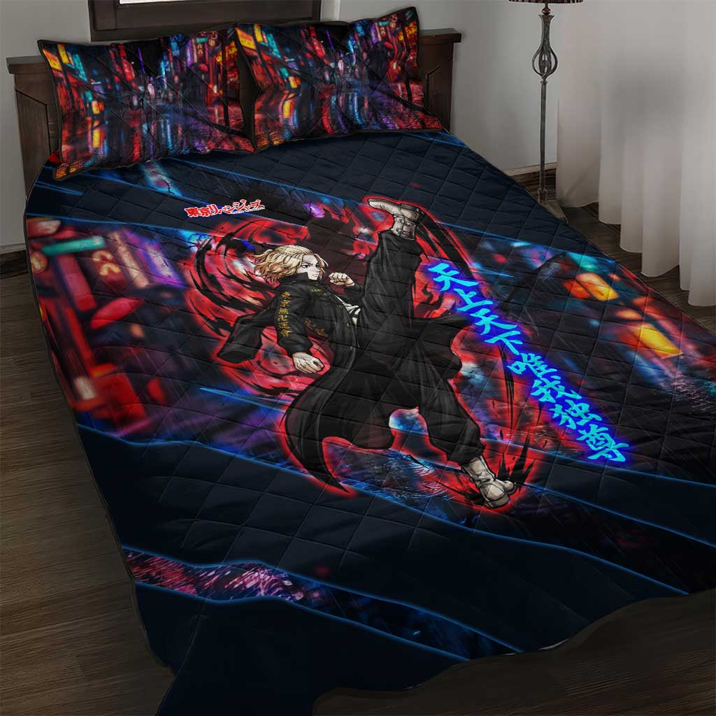 Sano Manjiro Mikey Quilt Bed Set Neon Tokyo Gang Aesthetic Style