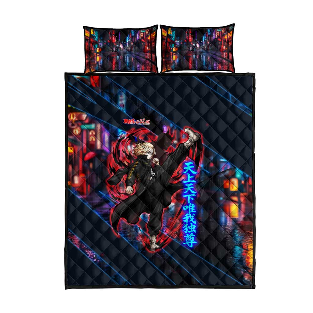 Sano Manjiro Mikey Quilt Bed Set Neon Tokyo Gang Aesthetic Style