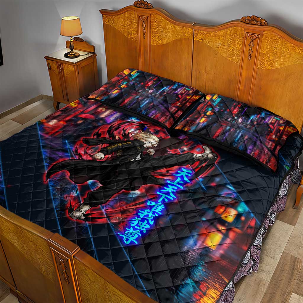 Sano Manjiro Mikey Quilt Bed Set Neon Tokyo Gang Aesthetic Style