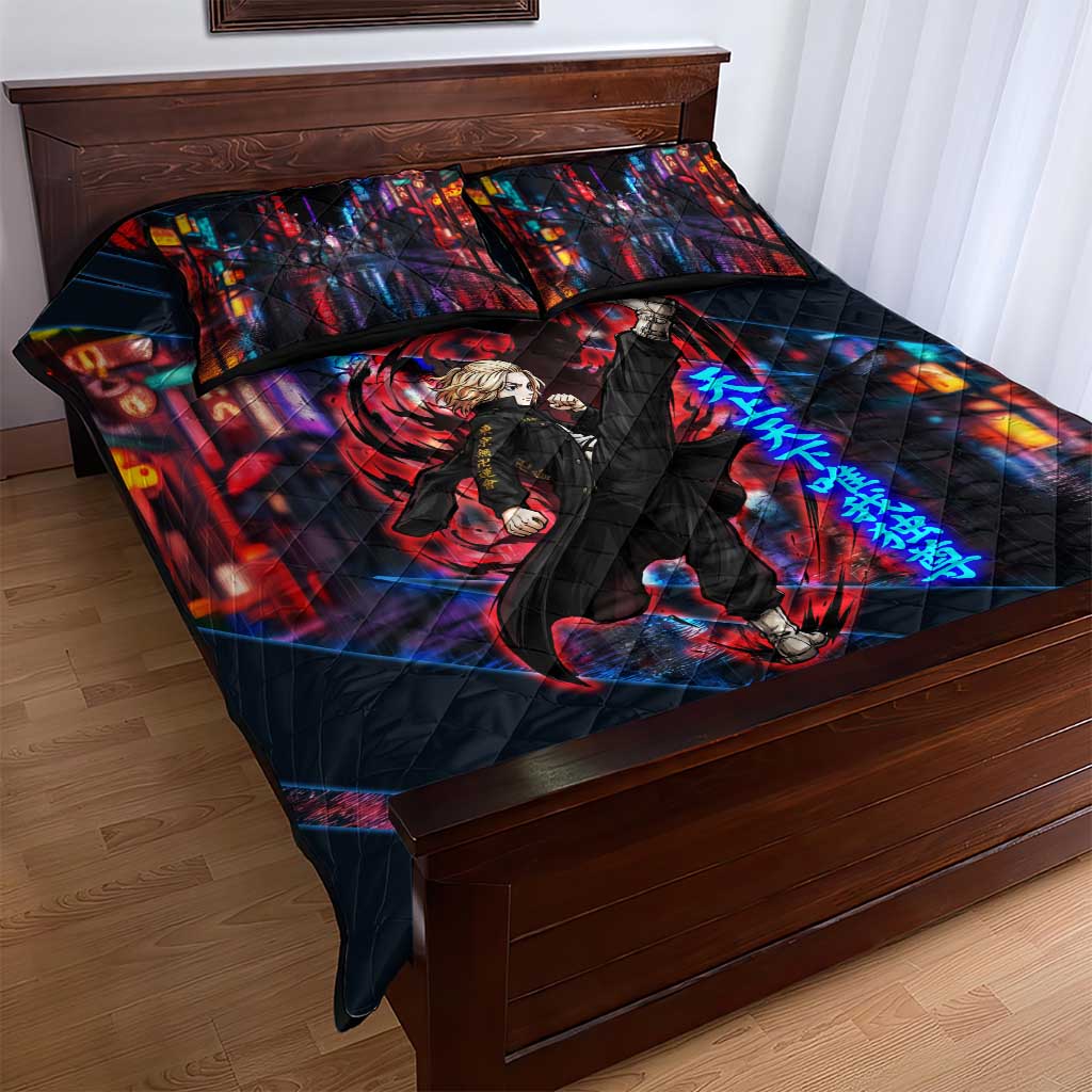 Sano Manjiro Mikey Quilt Bed Set Neon Tokyo Gang Aesthetic Style