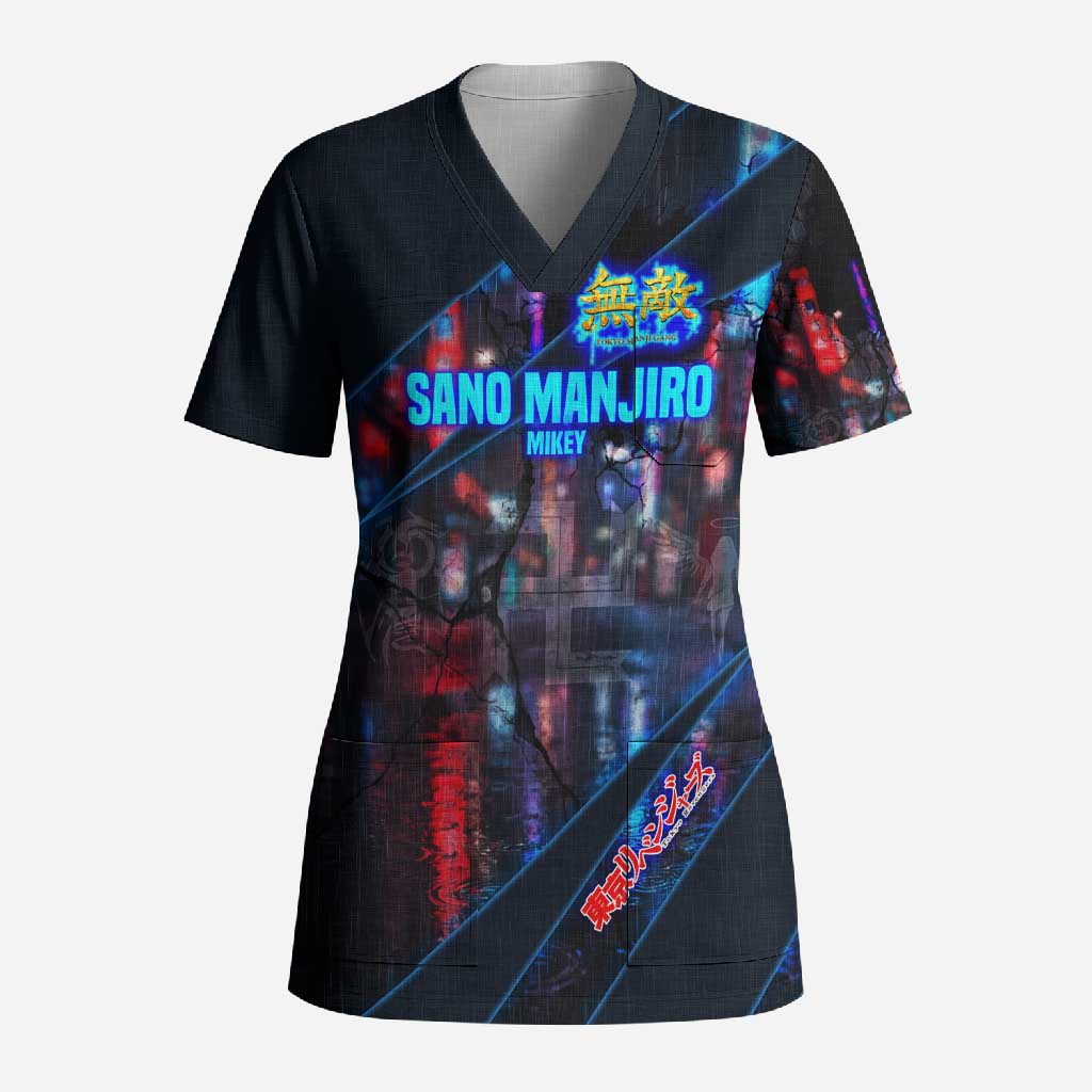 Sano Manjiro Mikey Scrub Top Neon Tokyo Gang Aesthetic Style